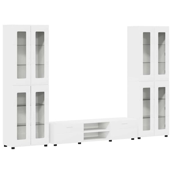 vidaXL Комплект ТВ шкаф с чекмедже с рафт FLORIN Бяло Инженерно дърво