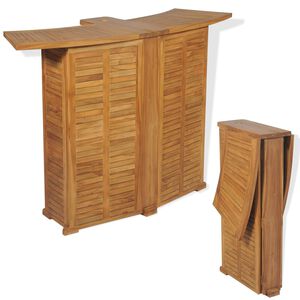 vidaXL Сгъваема бар маса, 155x53x105 см, тиково дърво масив