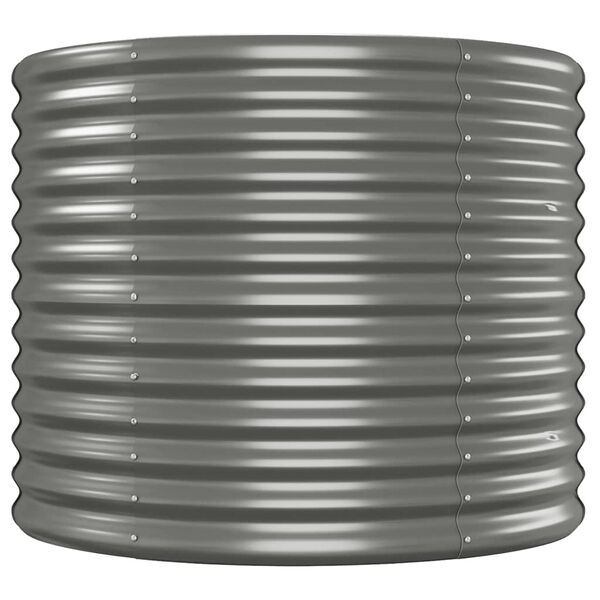 vidaXL Градинска повдигната леха прахово боядисана стомана сиво