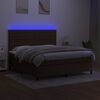 vidaXL Боксспринг легло с матрак и LED, тъмнокафяво, 180x200 см, плат