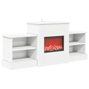 vidaXL Електрическа камина Бяло 110 x 30 x 50 cm Инженерна дървесина