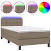 vidaXL Боксспринг легло с матрак и LED, таупе, 90x200 см, плат