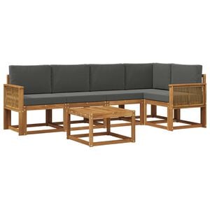 vidaXL Комплект дивани за открито 6 pcs Натурален и Антрацит