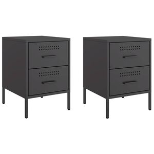 vidaXL Нощно шкафче 2 бр черно 36x39x50,5 см стомана
