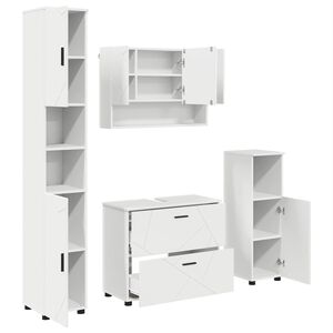 vidaXL Комплект мебели за баня 4 бр. Бяло 35 x 30 x 192 см