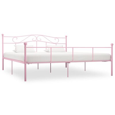 vidaXL Рамка за легло, розова, метал, 180x200 см