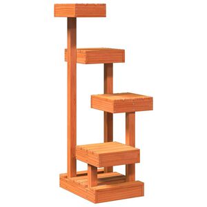 vidaXL Котешко дърво, восъчнокафяв, 45,5x49x103 см, борово дърво масив