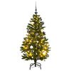 vidaXL Изкуствена коледна елха с шарнири, 150 LED и топки, 120 см