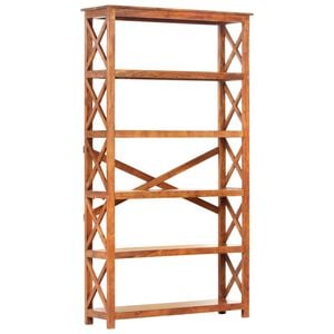 vidaXL Библиотека 100x30x180 см масивно акациево дърво с меден финиш