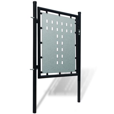 vidaXL Единична оградна врата, 100x125 см, черна
