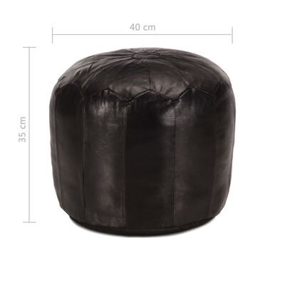 vidaXL Пуф, черен, 40x35 см, естествена козя кожа
