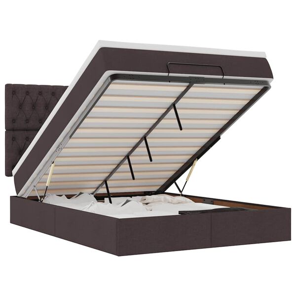 vidaXL Османска легло с матрак, тъмнокафяво, 140x200 см, плат