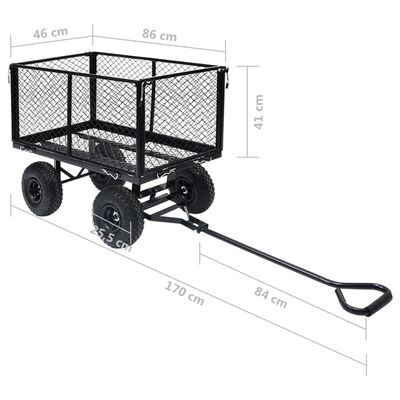 vidaXL Градинска ръчна количка, черна, 350 кг