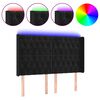 vidaXL LED горна табла за легло, черна, 147x16x118/128 см, кадифе
