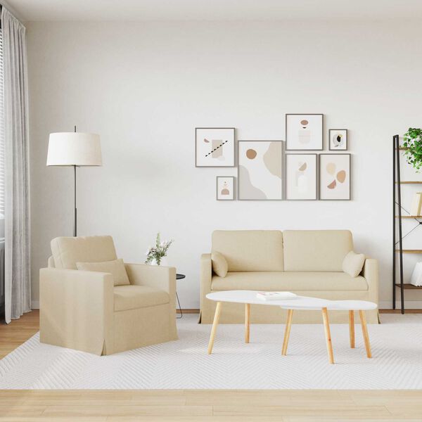 vidaXL Диван 2 pcs Крем 158 x 78 x 80 см текстил