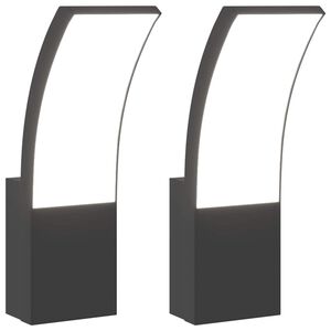 vidaXL Външни LED стенни лампи, 2 бр, черен, лят алуминий