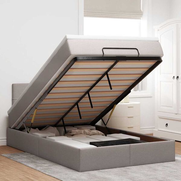 vidaXL Османска легло с матрак, таупе, 120x190 см, плат