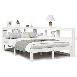vidaXL Легло с етажерка за книги, без матрак, 120x200 см, бор масив