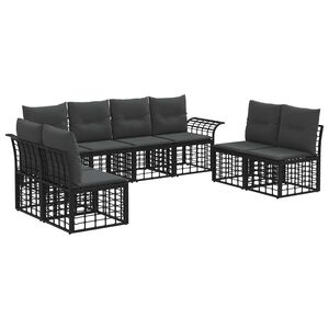 vidaXL Комплект дивани за открито 8 pcs Черно и тъмно сиво Полиестер