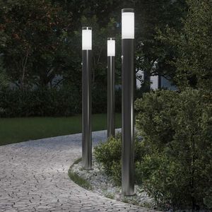 vidaXL Осветителни колчета със сензор, 3 бр., 110 см, неръждаема стомана, IP44