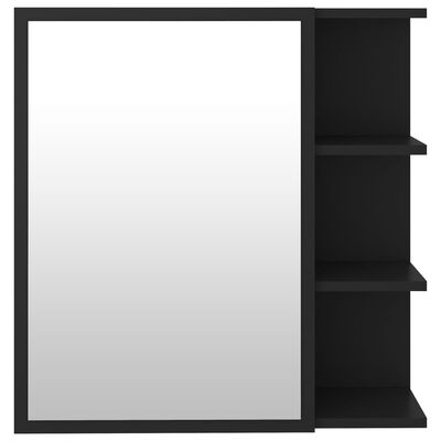 vidaXL Шкаф за баня с огледало, черен, 62,5x20,5x64 см, ПДЧ