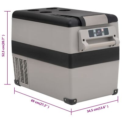 vidaXL Хладилна кутия с дръжка черно и сиво 55 л PP и PE