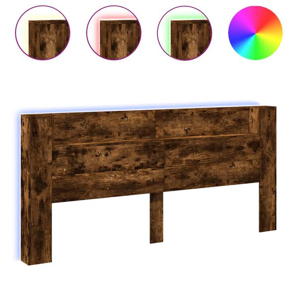 vidaXL Табла шкаф с LED, опушен дъб, 220x16,5x103,5 см