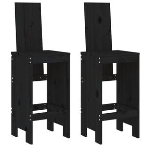 vidaXL Бар табуретки 2 бр черни 40x42x120 см борово дърво масив