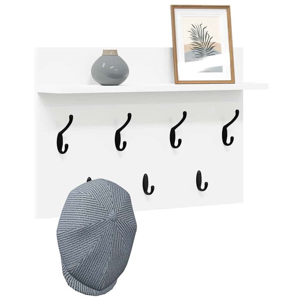 vidaXL Стенен закачалка за палта Бяло 60 x 40 x 12 cm Инженерно дърво
