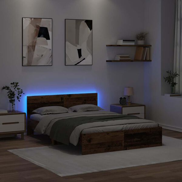 vidaXL Рамка за легло Старо дърво 120 x 190 cm Инженерно дърво