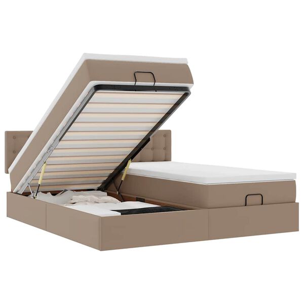 vidaXL Османска легло с матраци, капучино, 180x200 см, изкуствена кожа