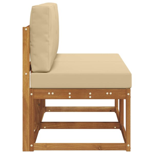 vidaXL 2 Брой Среден диван за открито Солидно акациево дърво Естествен