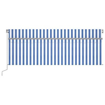 vidaXL Ръчно прибиращ се сенник с щора, 4,5x3 м, синьо и бяло