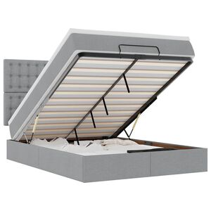 vidaXL Османска легло с матрак и LED, светлосиво, 140x200 см, плат