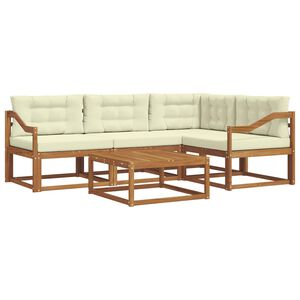 vidaXL Комплект дивани за открито 5 pcs Натурален и Крема