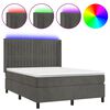 vidaXL Боксспринг легло с матрак и LED, тъмносиво, 140x200 см, кадифе