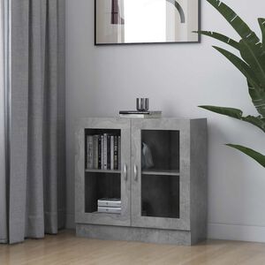 vidaXL Шкаф витрина, бетонно сив, 82,5x30,5x80 см, ПДЧ