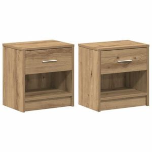 vidaXL Нощни шкафчета, 2 бр. с чекмедже, дъб, занаятчийски, 39x28x41 см