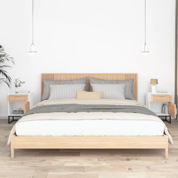 vidaXL Нощни шкафчета 2 бр бели 40x30x55,5 см инженерно дърво и желязо