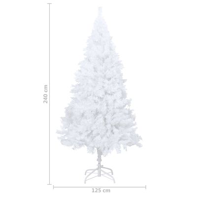 vidaXL Изкуствена осветена коледна елха с гъсти клонки, бяла, 240 см