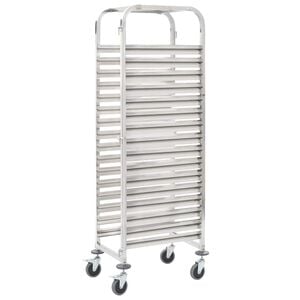 vidaXL Кухненска количка за 16 табли 38x55x163 см инокс