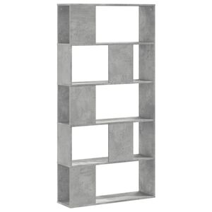 vidaXL Етажерка 5 рафта бетонно сив 80,5x23,5x162,5 см инженерно дърво