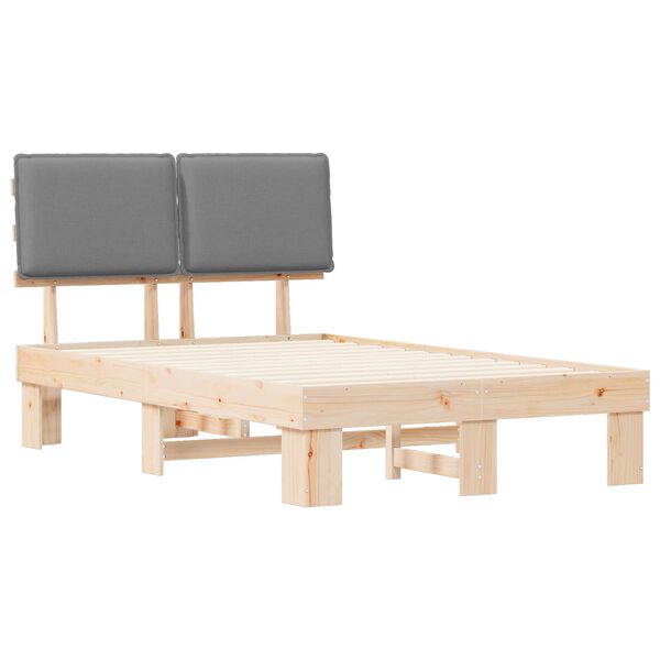 vidaXL Леглова рамка с тапицирана гръбна част Светлосиво 120 x 190 cm