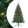 vidaXL Изкуствена коледна елха с подсветка Зелен 150 cm ПВЦ