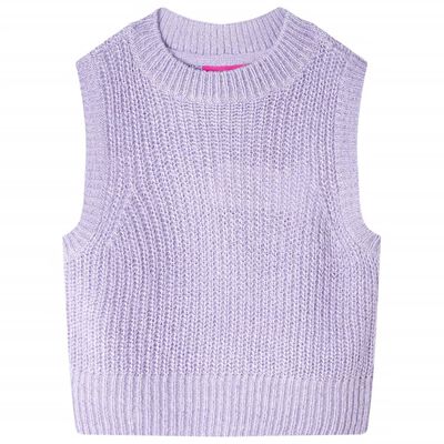 Детски пуловер елек, плетен, светлолилав, 92
