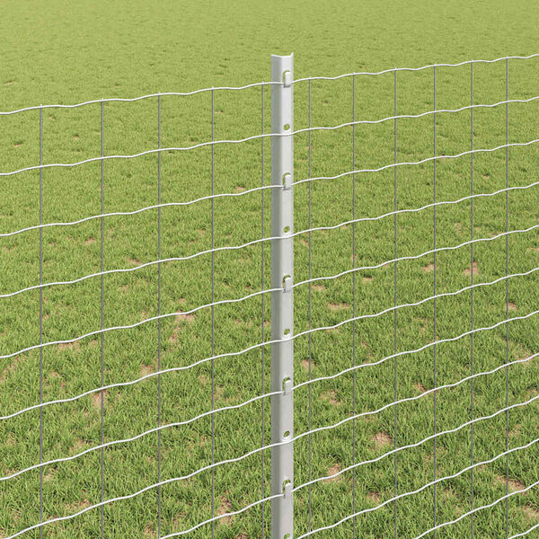 vidaXL Стълб за ограда. 11 pcs Сребрист 140 cm Стомана