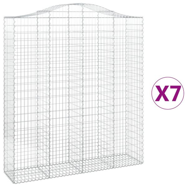 vidaXL Габионни кошници арка 7 бр 200x50x220/240 см поцинковано желязо