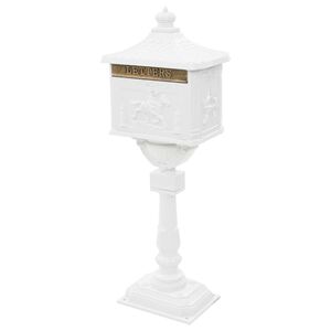 vidaXL Алуминиева пощенска кутия на стойка винтидж неръждаема бяла
