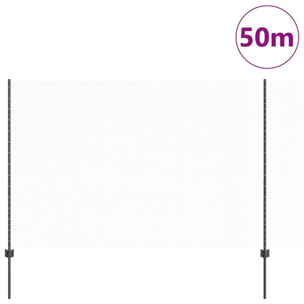 vidaXL Ограда с пост Сив 1,6 x 50 m Стомана и PVC