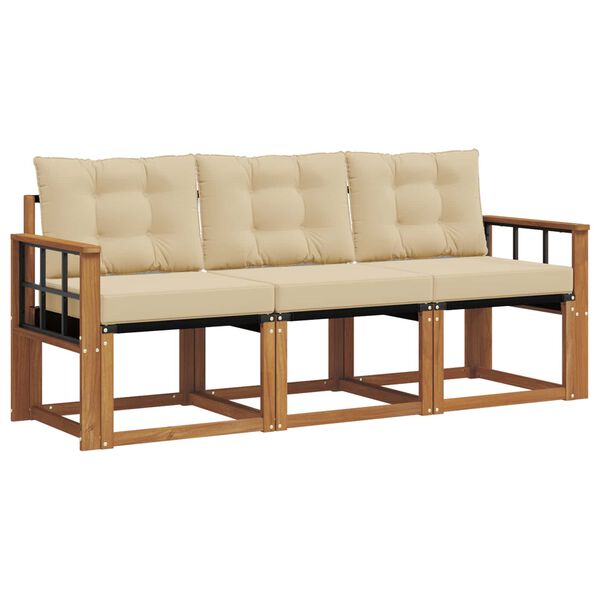 vidaXL Комплект дивани за открито 3 pcs Натурален и Бежов